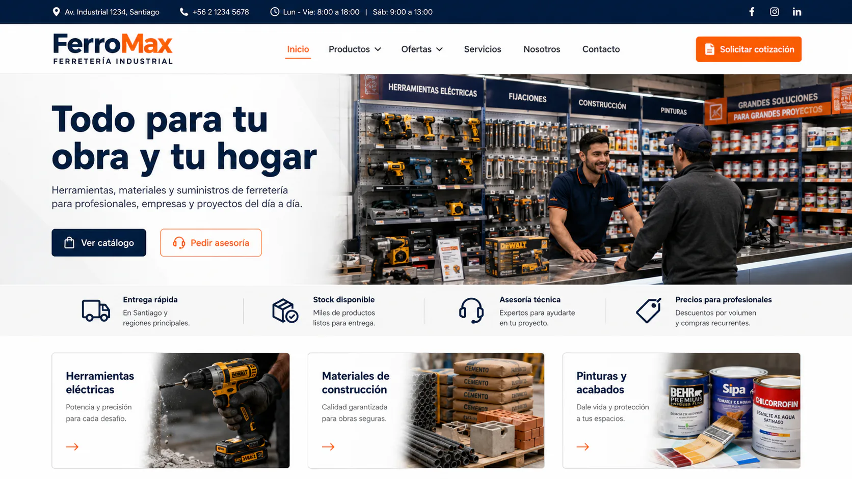 Comparación de un rediseño de página web empresarial antes y después